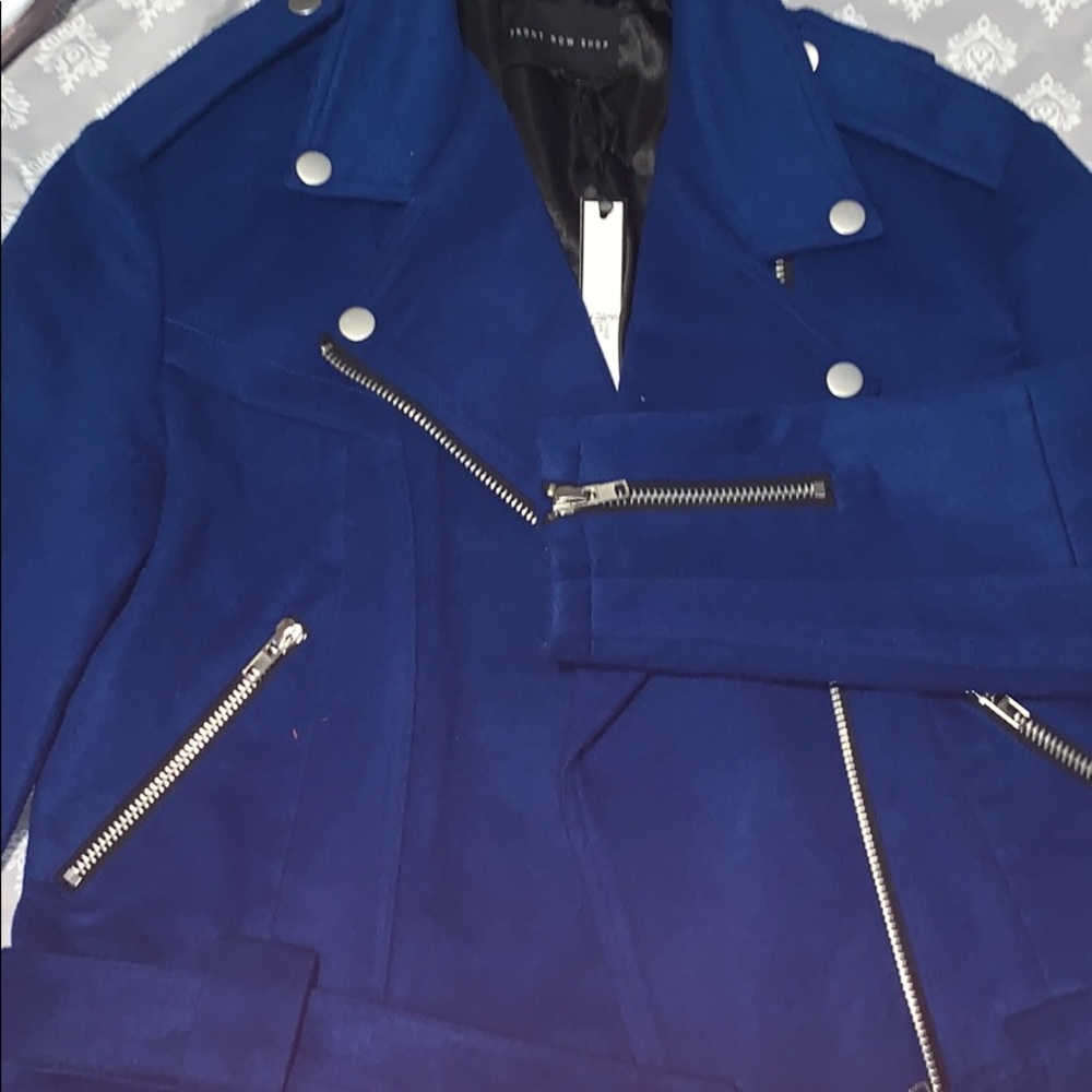 Blue wool Biker Jacket